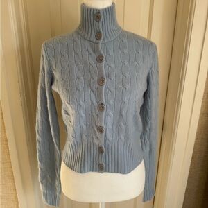 Ralph Lauren Blue Button-Up Cable Knit 100% cashmere Sweater